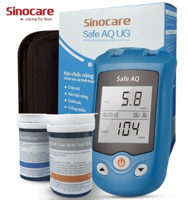 Máy đo đường huyết Axit Uric 2 trong 1 Sinocare Safe AQ UG