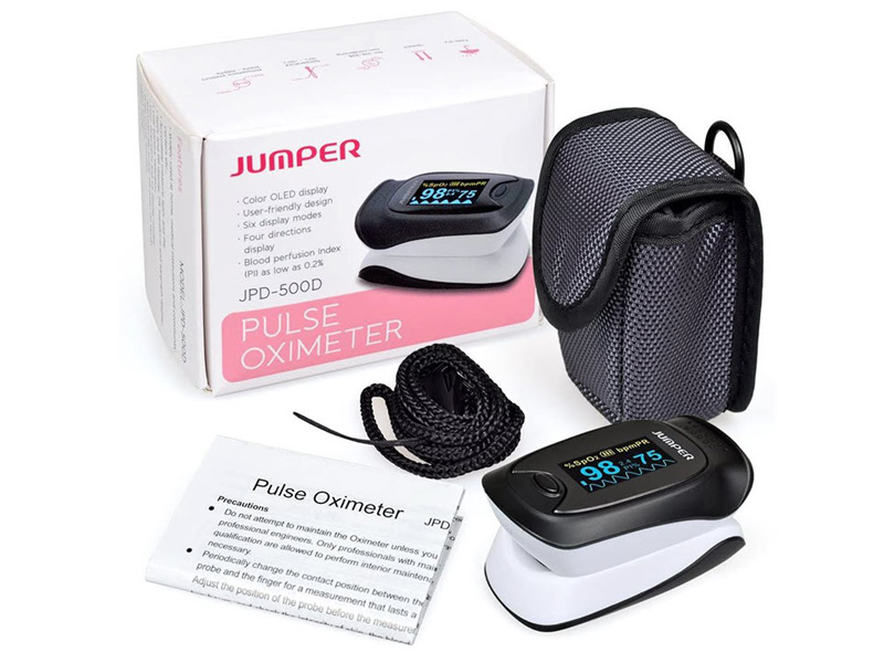 Bộ sản phẩm máy đo nồng độ oxy trong máu và nhịp tim Jumper JPD 500D 