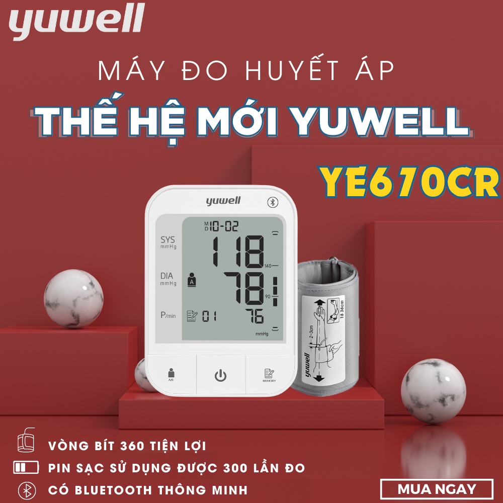 Máy đo huyết áp thế hệ mới Yuwell YE670CR